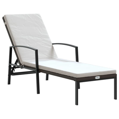 liggestole 2 stk. med bord polyrattan brun