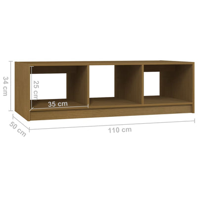 sofabord 110x50x34 cm massivt fyrretræ honningbrun