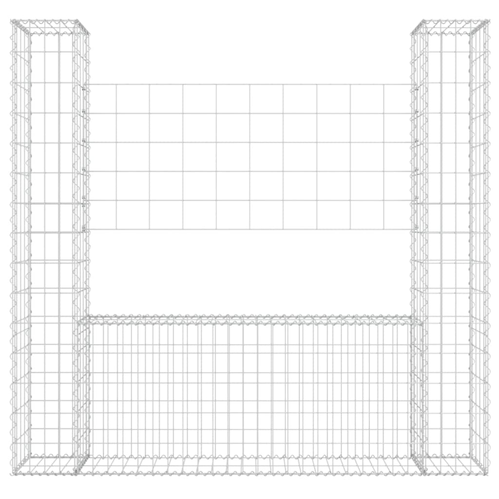 gabionkurv med 2 stolper 140x20x150 cm U-facon jern