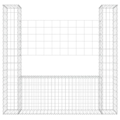 gabionkurv med 2 stolper 140x20x150 cm U-facon jern