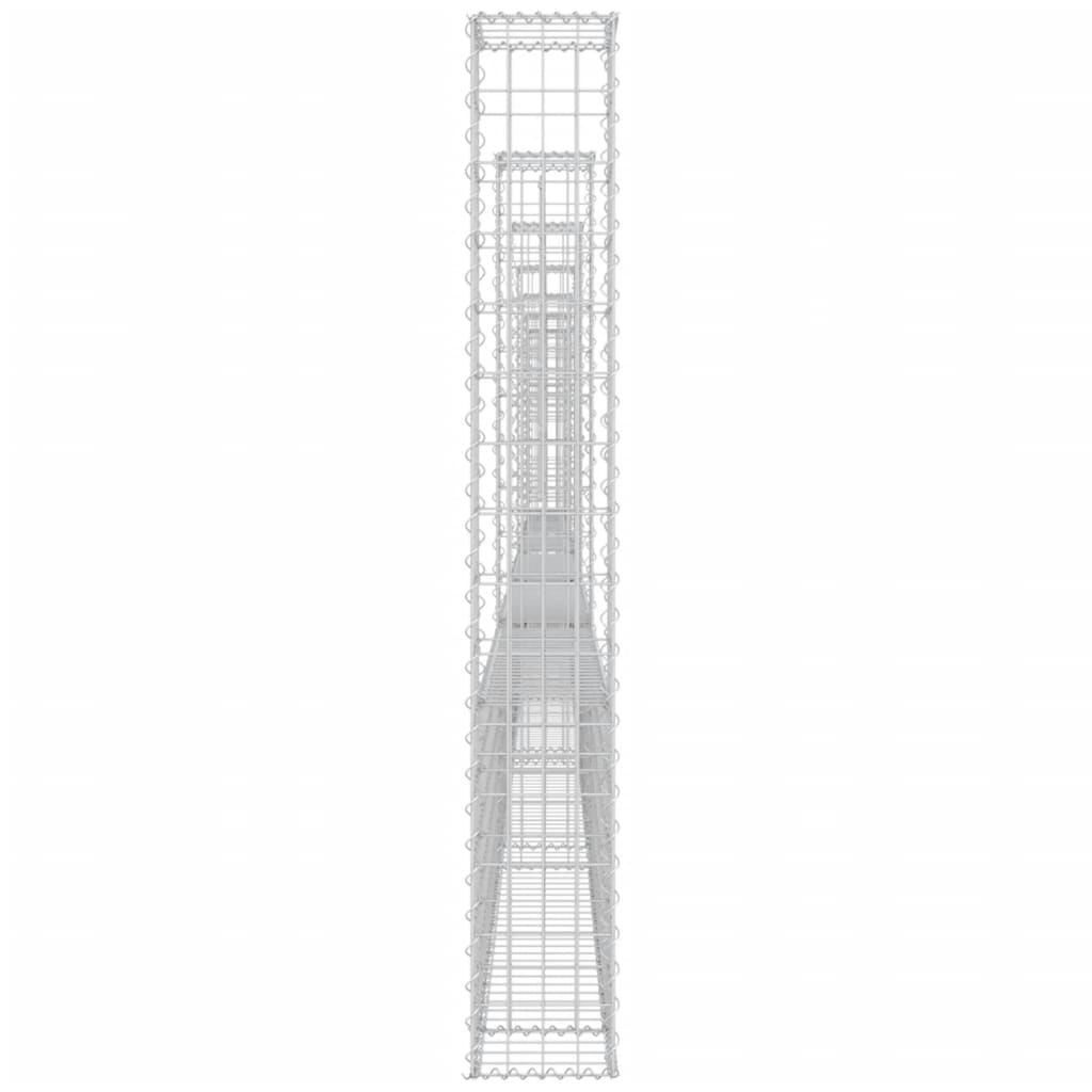 gabionkurv med 7 stolper 740x20x150 cm U-facon jern