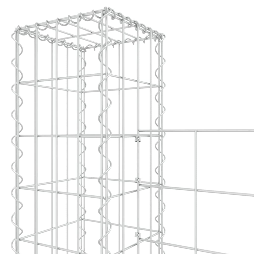 gabionkurv med 4 stolper 380x20x200 cm U-facon jern