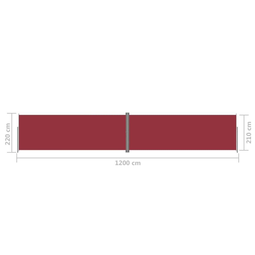 sammenrullelig sidemarkise 220x1200 cm rød