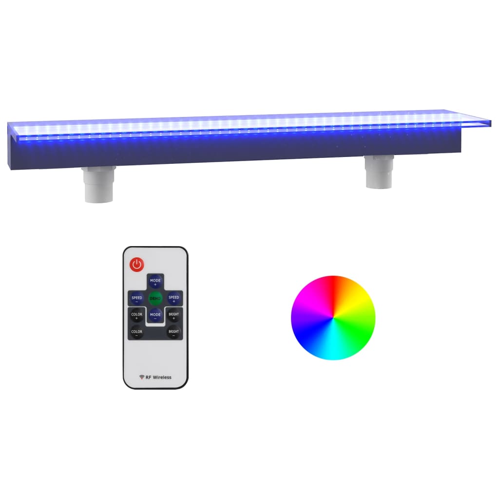 vandfald med LED'er RGB-farver 108 cm akryl