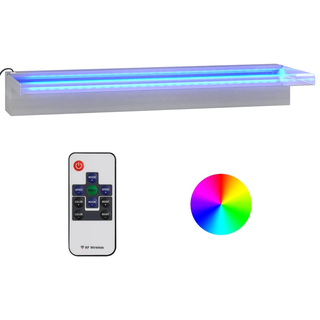 vandfald med LED'er og RGB-farver 60 cm rustfrit stål