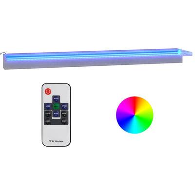 vandfald med LED'er og RGB-farver 108 cm rustfrit stål