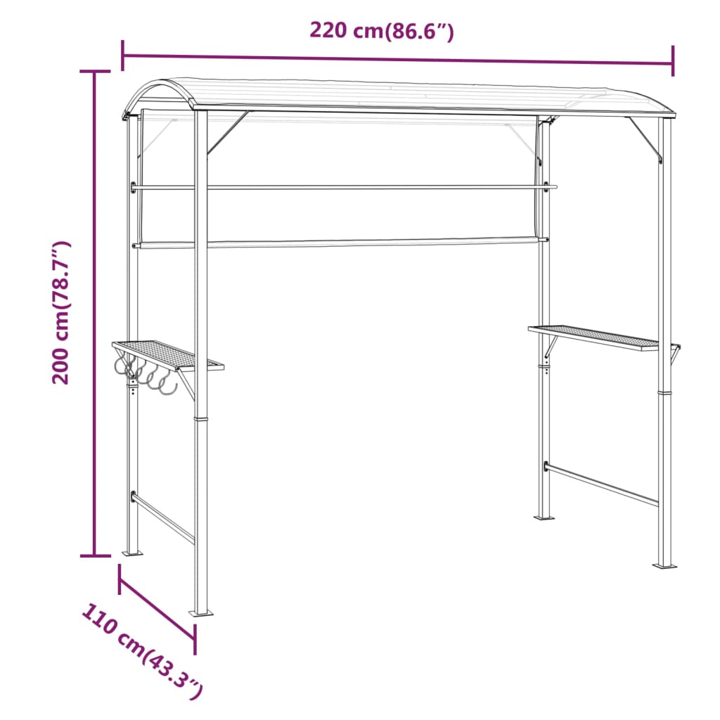 pavillon med tag 220x110x200 cm cremefarvet