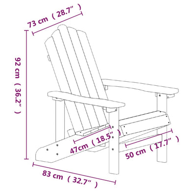 Adirondack-havestol HDPE antracitgrå