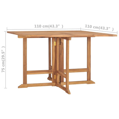 foldbart havebord 110x110x75 cm massivt teaktræ