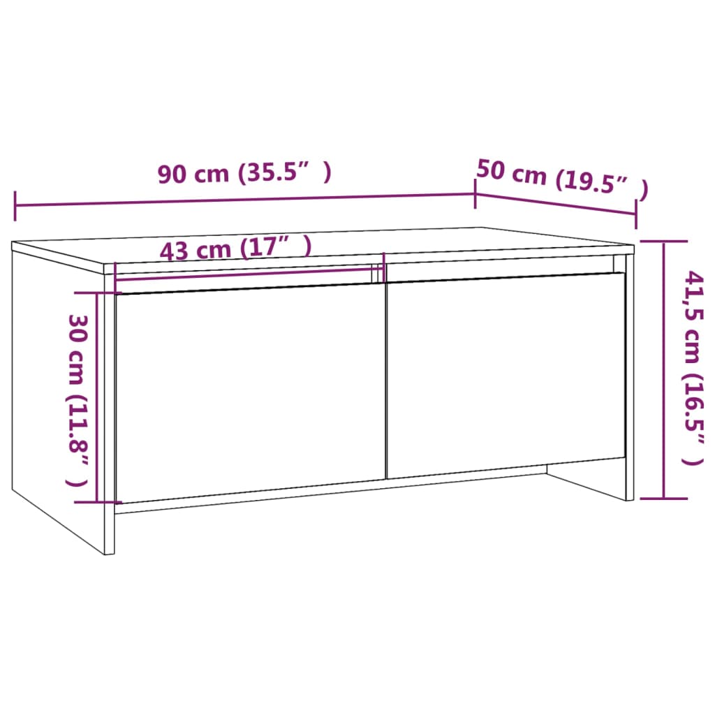 sofabord 90x50x41,5 cm konstrueret træ sort