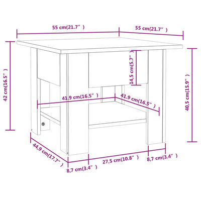 sofabord 55x55x42 cm konstrueret træ hvid