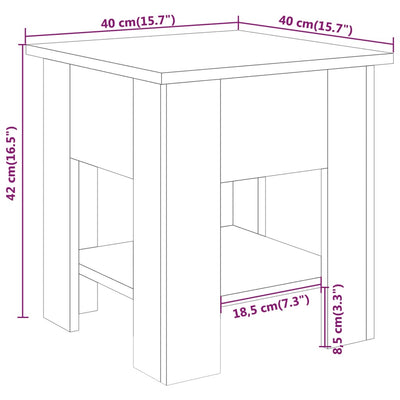 sofabord 40x40x42 cm konstrueret træ hvid