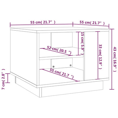 sofabord 55x55x43 cm konstrueret træ sort