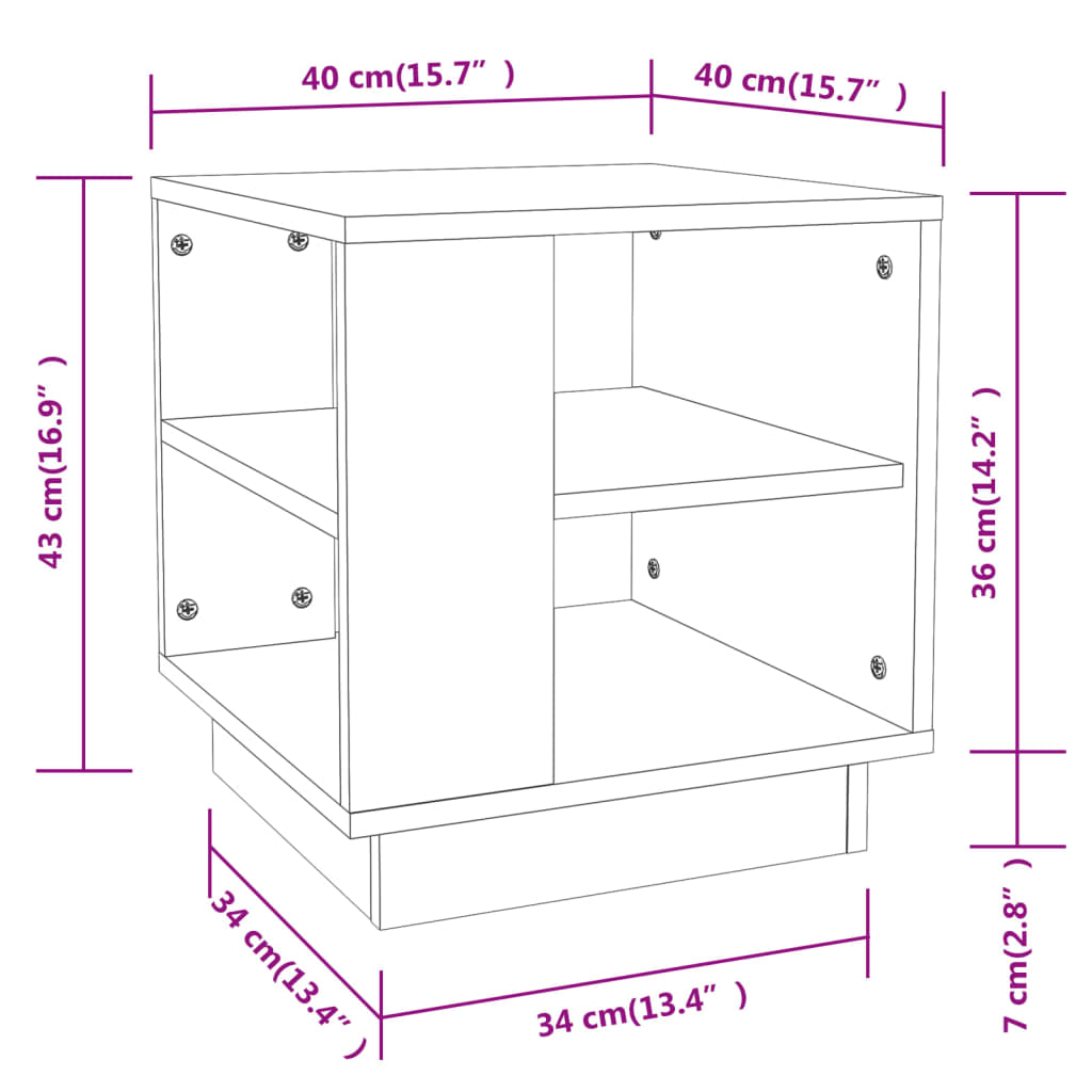 sofabord 40x40x43 cm konstrueret træ sort