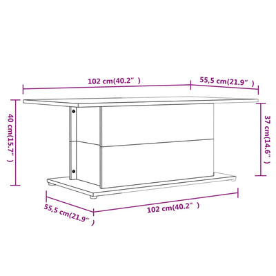 sofabord 102x55,5x40 cm konstrueret træ hvid