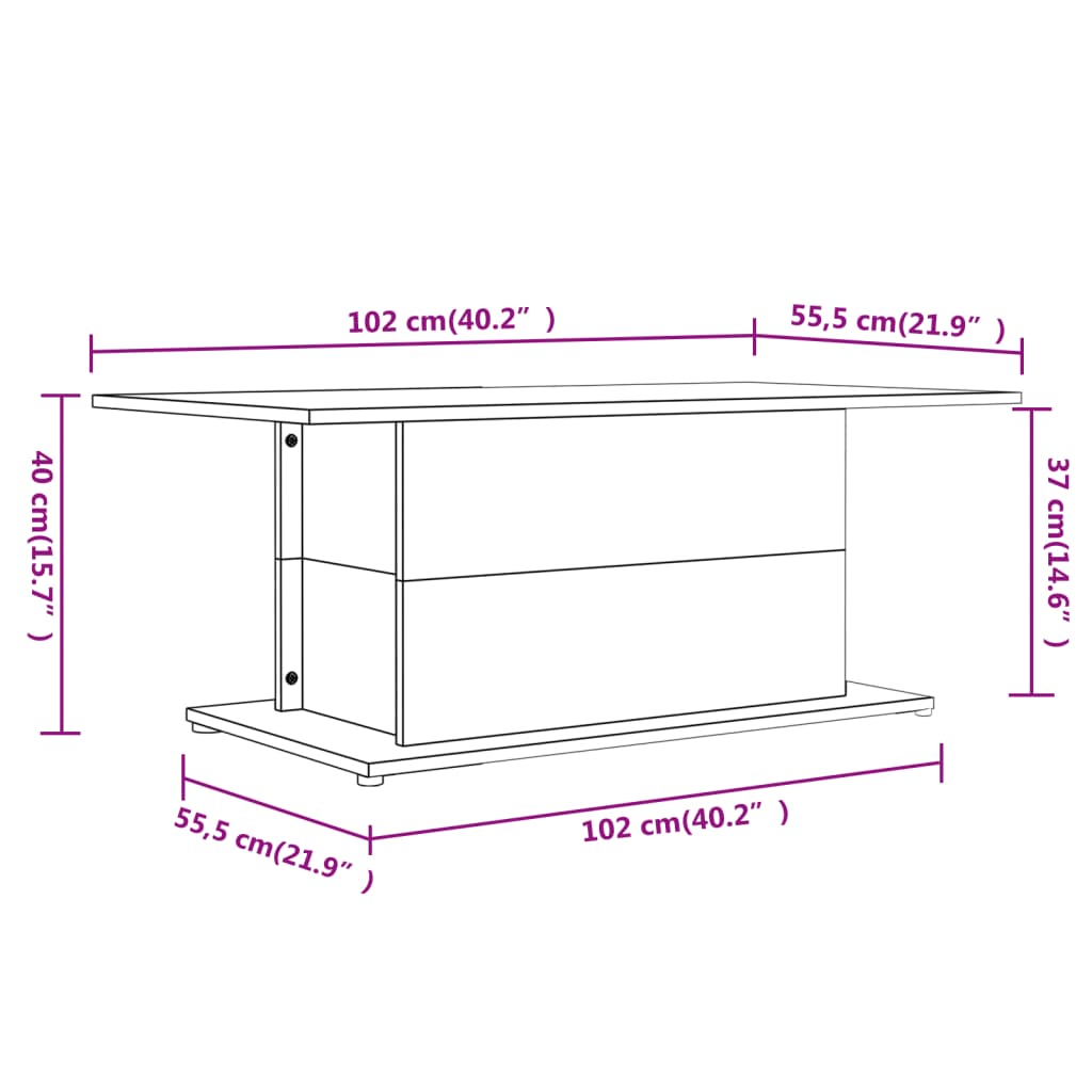 sofabord 102x55,5x40 cm konstrueret træ sonoma-eg