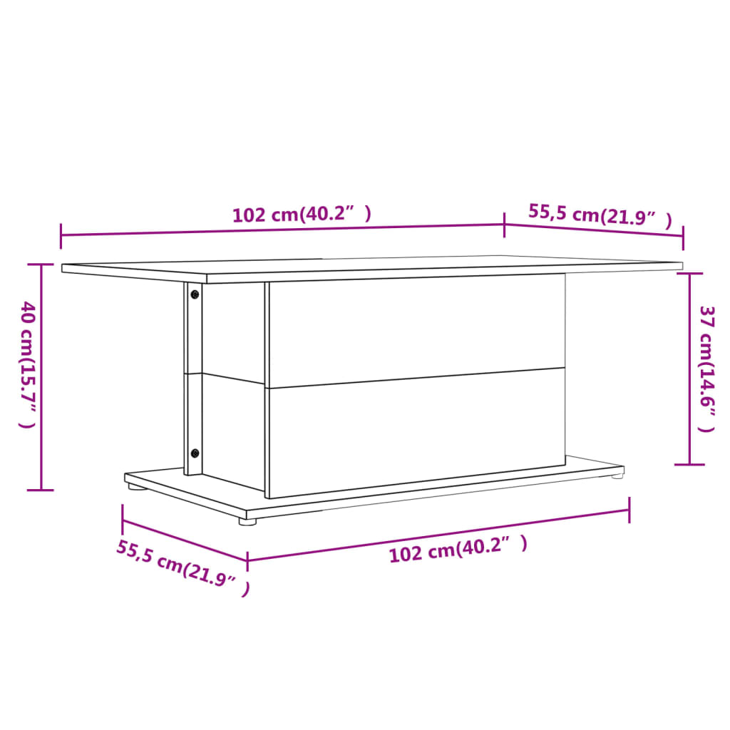 sofabord 102x55,5x40 cm konstrueret træ betongrå