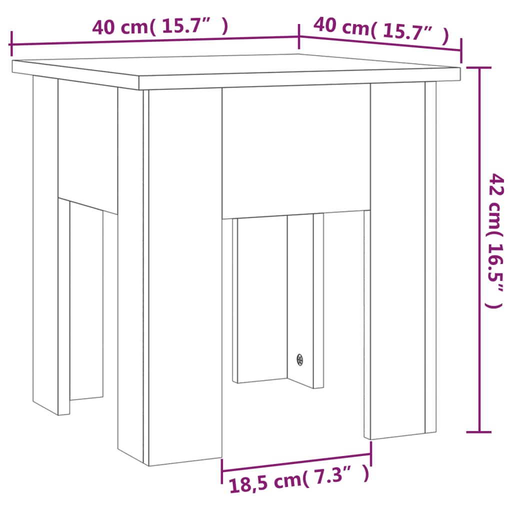 sofabord 40x40x42 cm konstrueret træ brunt egetræ