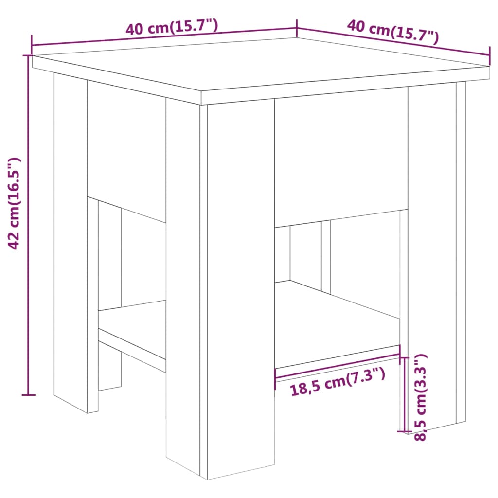 sofabord 40x40x42 cm konstrueret træ sonoma-eg