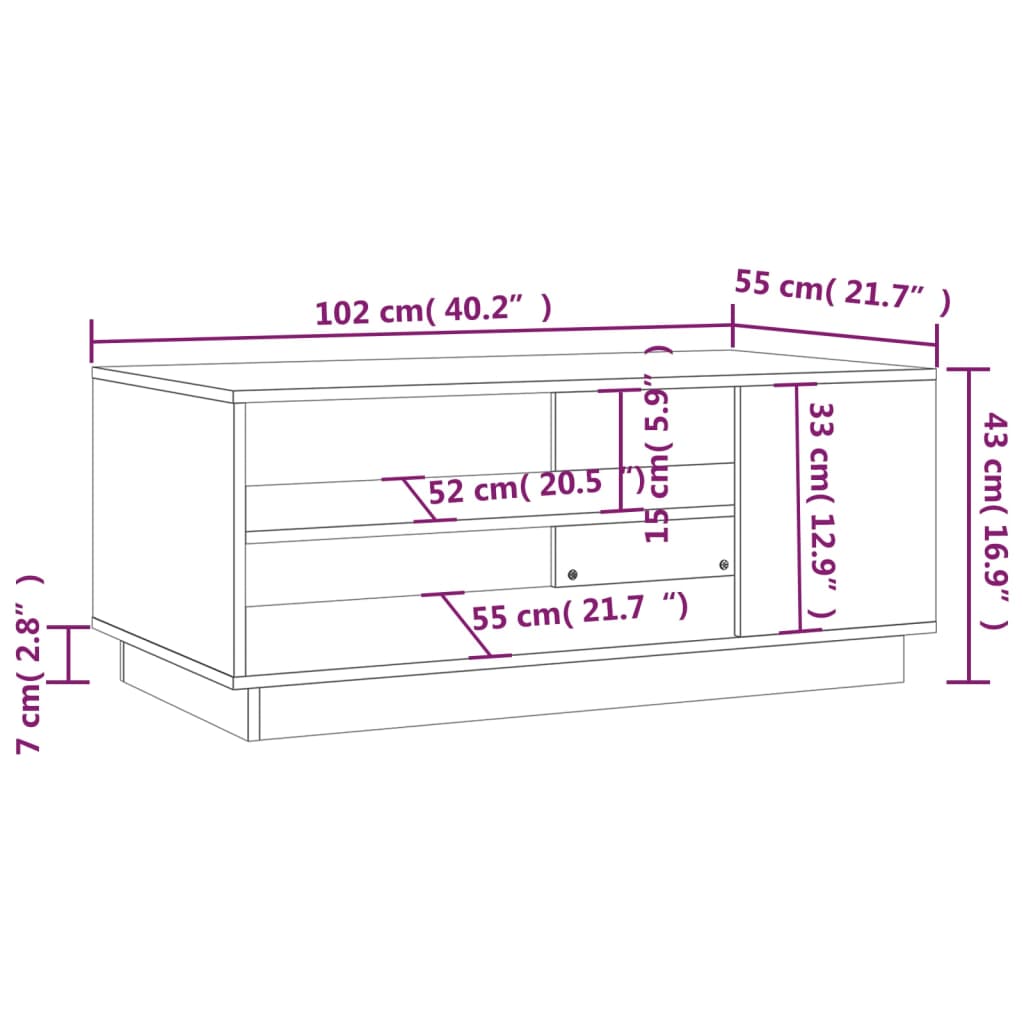 sofabord 102x55x43 cm konstrueret træ røget egetræsfarve