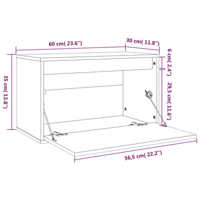 vægskab 60x30x35 cm massivt fyrretræ