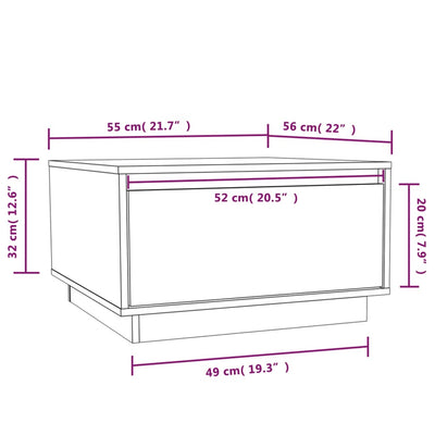 sofabord 55x56x32 cm massivt fyrretræ