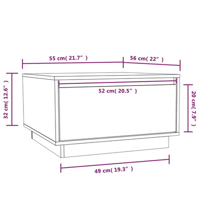 sofabord 55x56x32 cm massivt fyrretræ sort