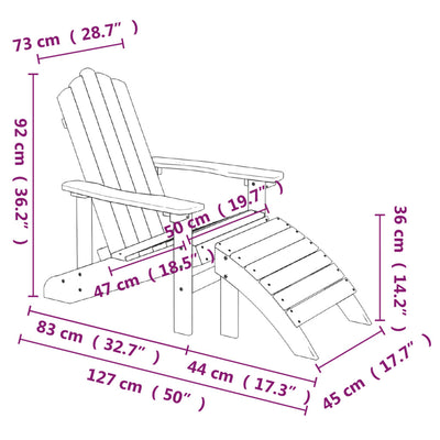 Adirondack-havestole med fodstøtte 2 stk. HDPE hvid