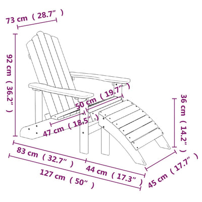 Adirondack-havestole med fodstøtte 2 stk. HDPE brun