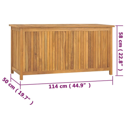 opbevaringsboks til haven 114x50x58 cm massivt teaktræ