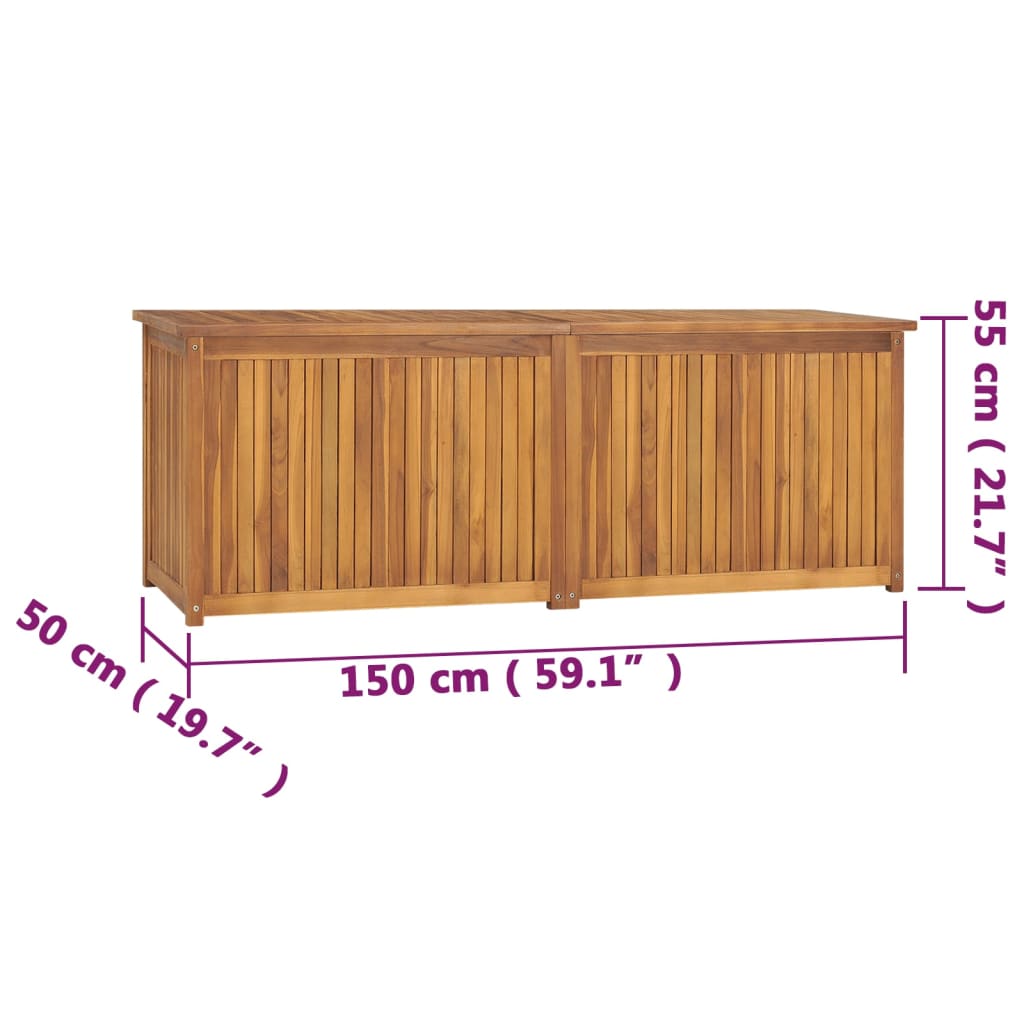 opbevaringsboks til haven 150x50x55 cm massivt teaktræ