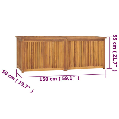 opbevaringsboks til haven 150x50x55 cm massivt teaktræ