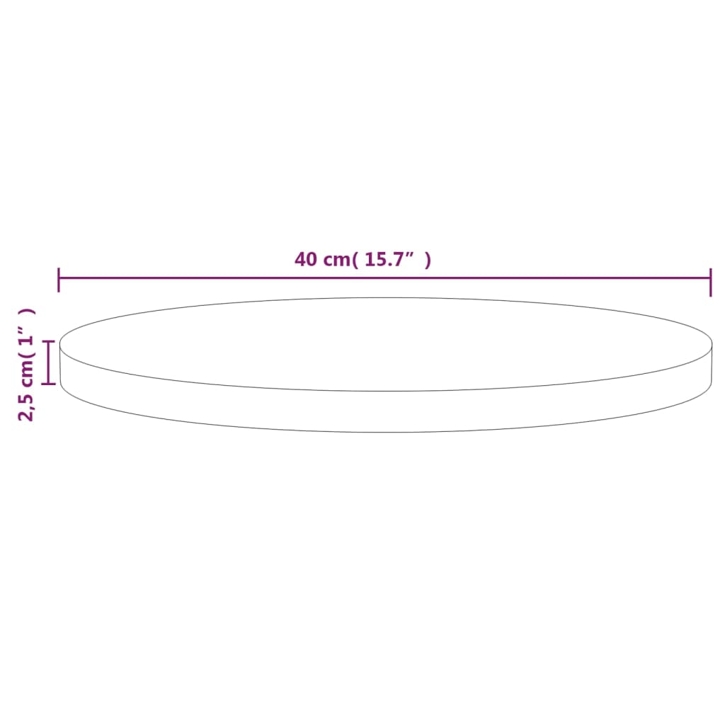 bordplade Ø40x2,5 cm massivt fyrretræ