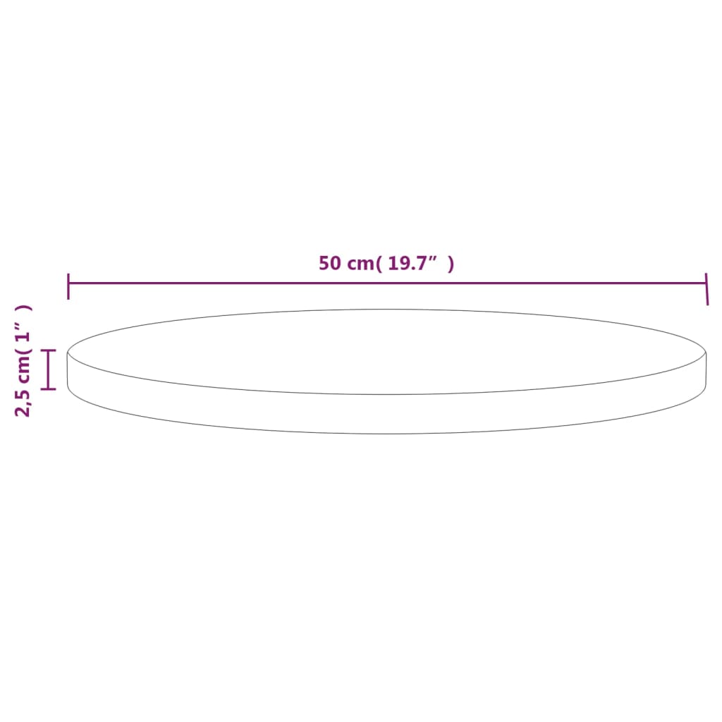 bordplade Ø50x2,5 cm massivt fyrretræ