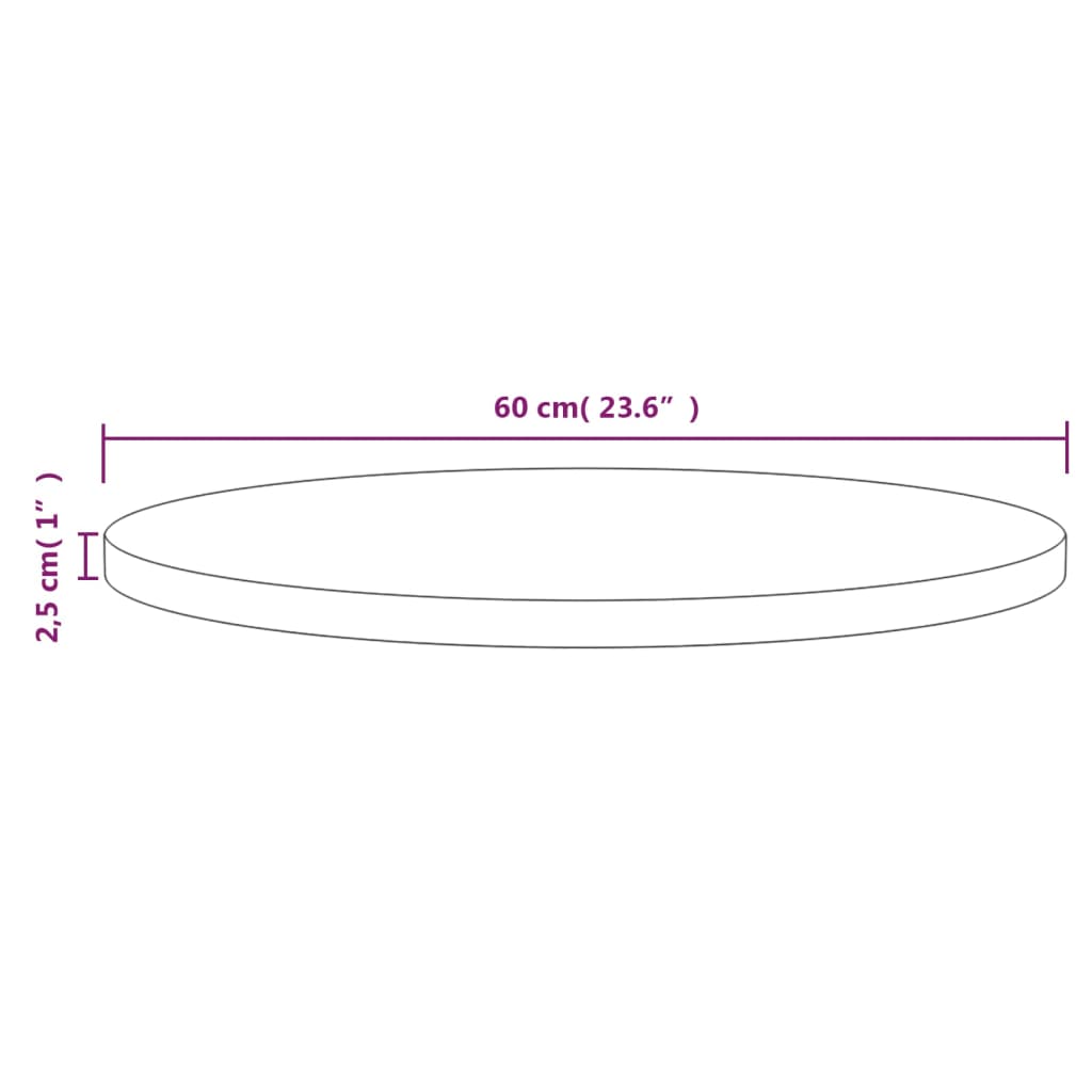 bordplade Ø60x2,5 cm massivt fyrretræ