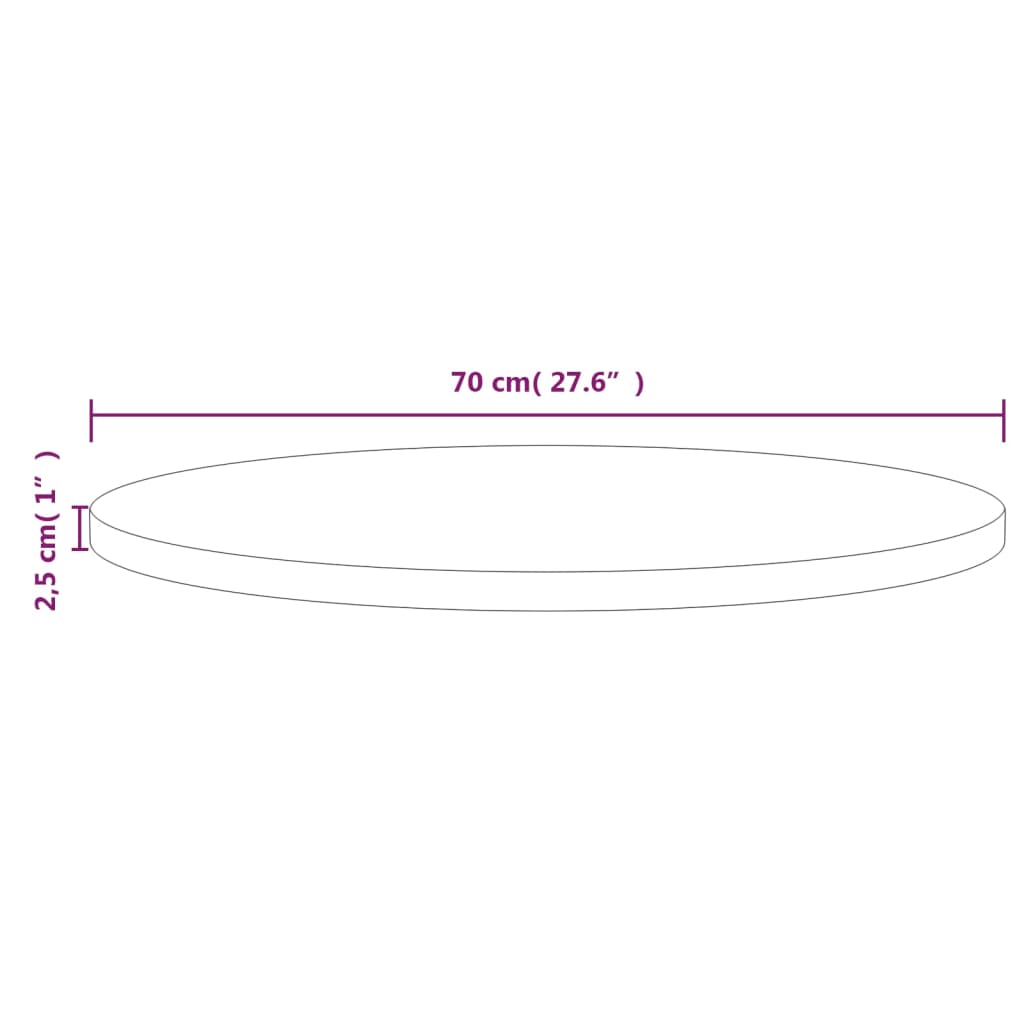 bordplade Ø70x2,5 cm massivt fyrretræ