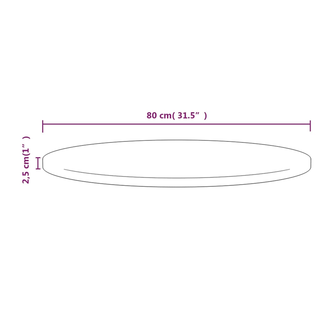 bordplade Ø80x2,5 cm massivt fyrretræ