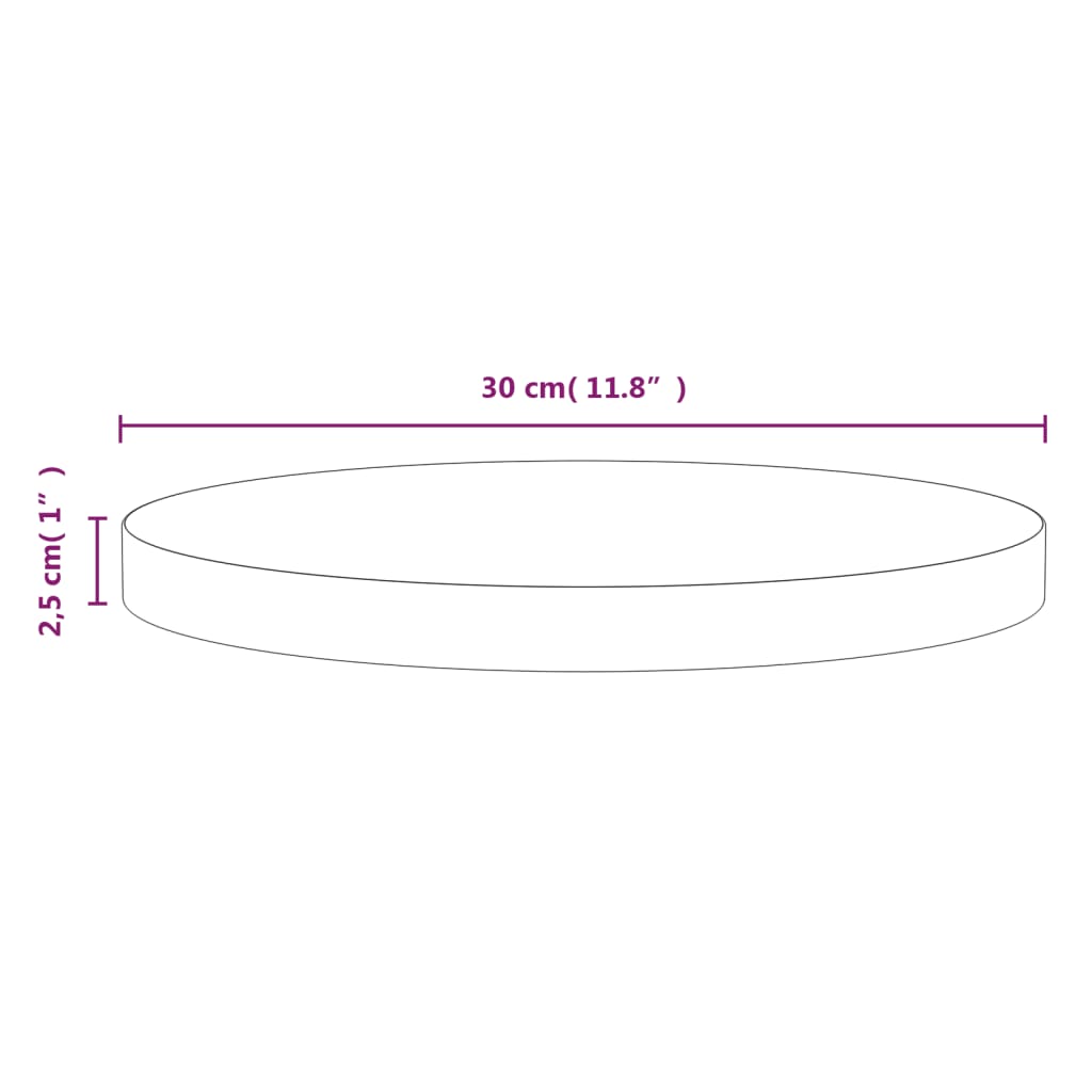 bordplade Ø30x2,5 cm massivt fyrretræ hvid