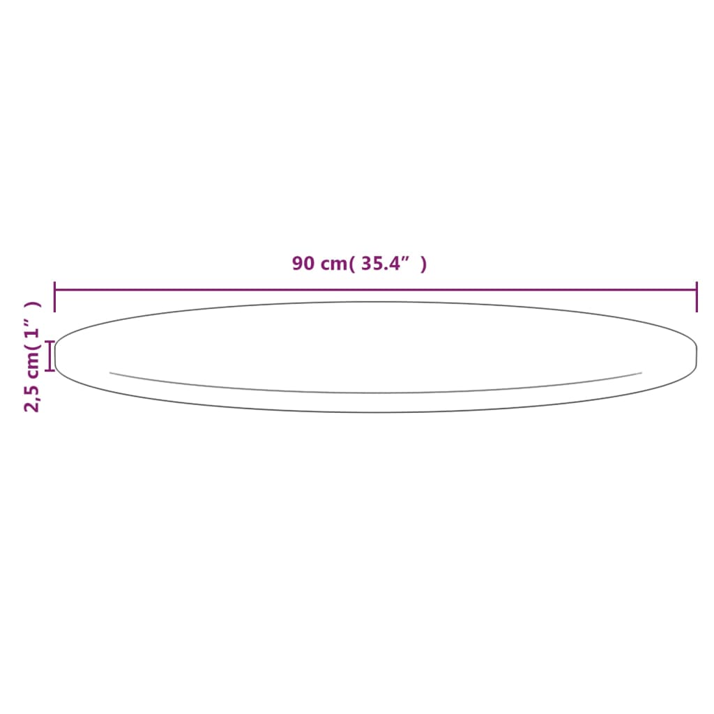 bordplade Ø90x2,5 cm massivt fyrretræ hvid