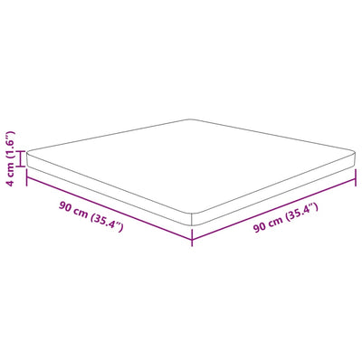 firkantet bordplade 90x90x4 cm behandlet massivt eg mørkebrun