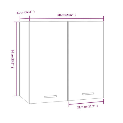 vægskab 60x31x60 cm konstrueret træ røget egetræsfarve