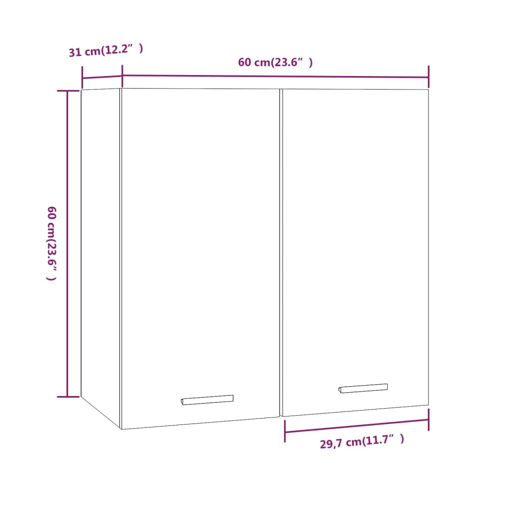 vægskab 60x31x60 cm konstrueret træ brun egetræsfarve