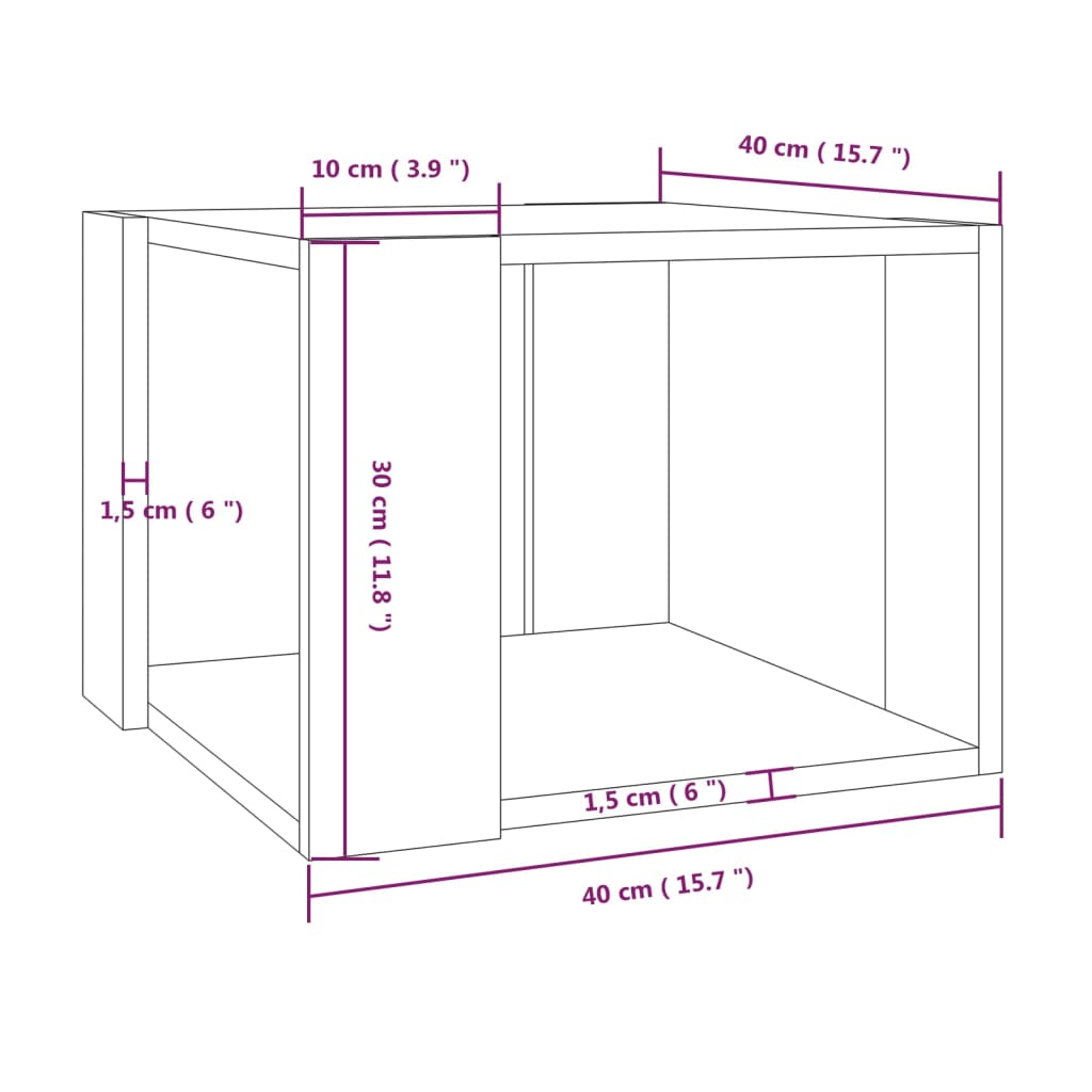 sofabord 40x40x30 cm konstrueret træ røget egetræsfarve