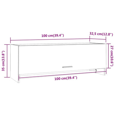 garderobeskab 100x32,5x35 cm konstrueret træ brun egetræsfarve