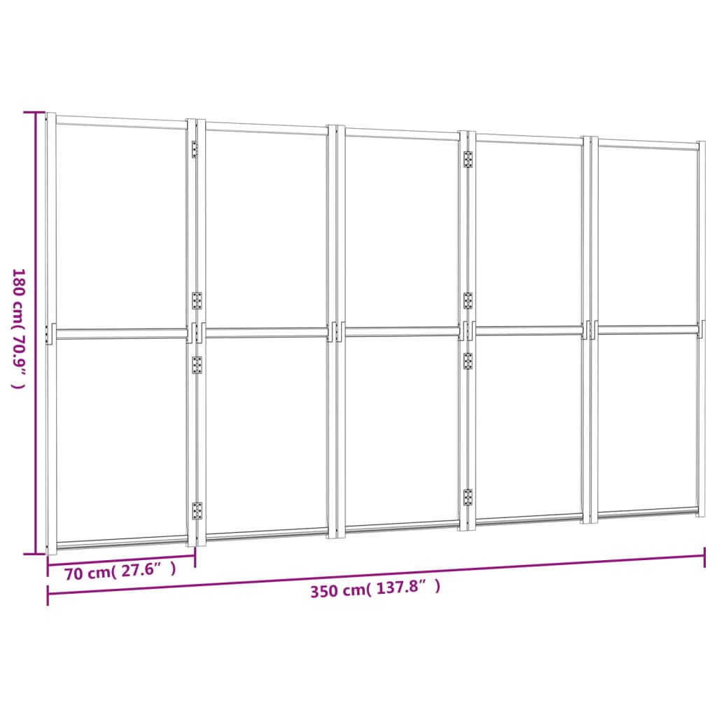 5-panels rumdeler 350x180 cm sort