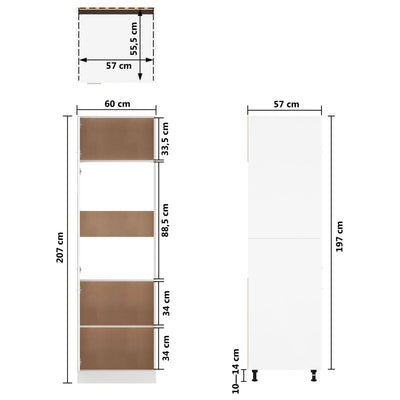 indbygningsskab til køl 60x57x207 cm konstrueret træ grå sonoma