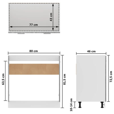 underskab til vask 80x46x81,5 cm konstrueret træ grå sonoma-eg