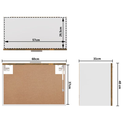 vægskab 60x31x40 cm konstrueret træ røget egetræsfarve