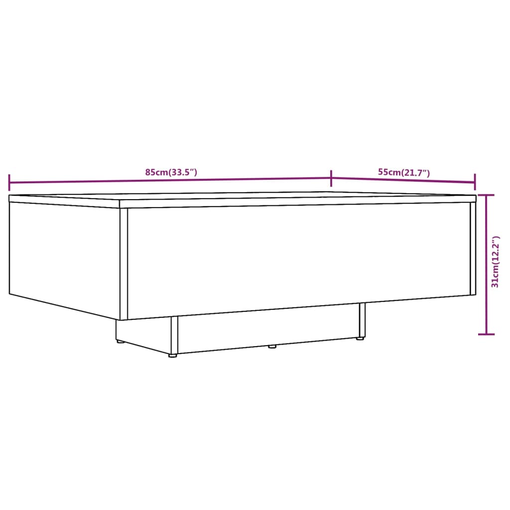 sofabord 85x55x31 cm konstrueret træ røget egetræsfarve