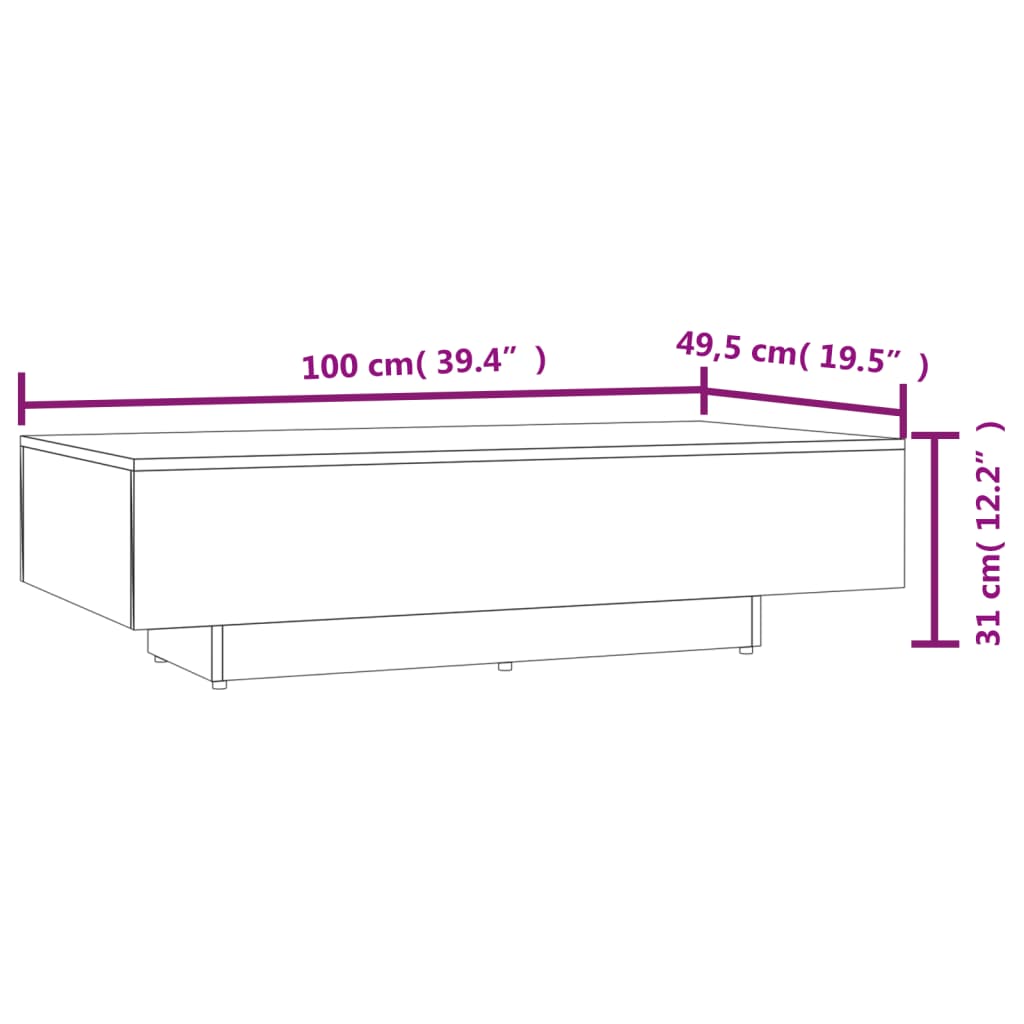 sofabord 100x49,5x31 cm konstrueret træ røget egetræsfarve